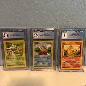 Pokémon Base Set CGC Graded Lot of Charmander Squirtle Bulbasaur 1999